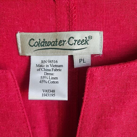 Coldwater Creek Midi Dress Size L Petite Pink Sleeveless Linen Cotton Blend - Picture 3 of 7